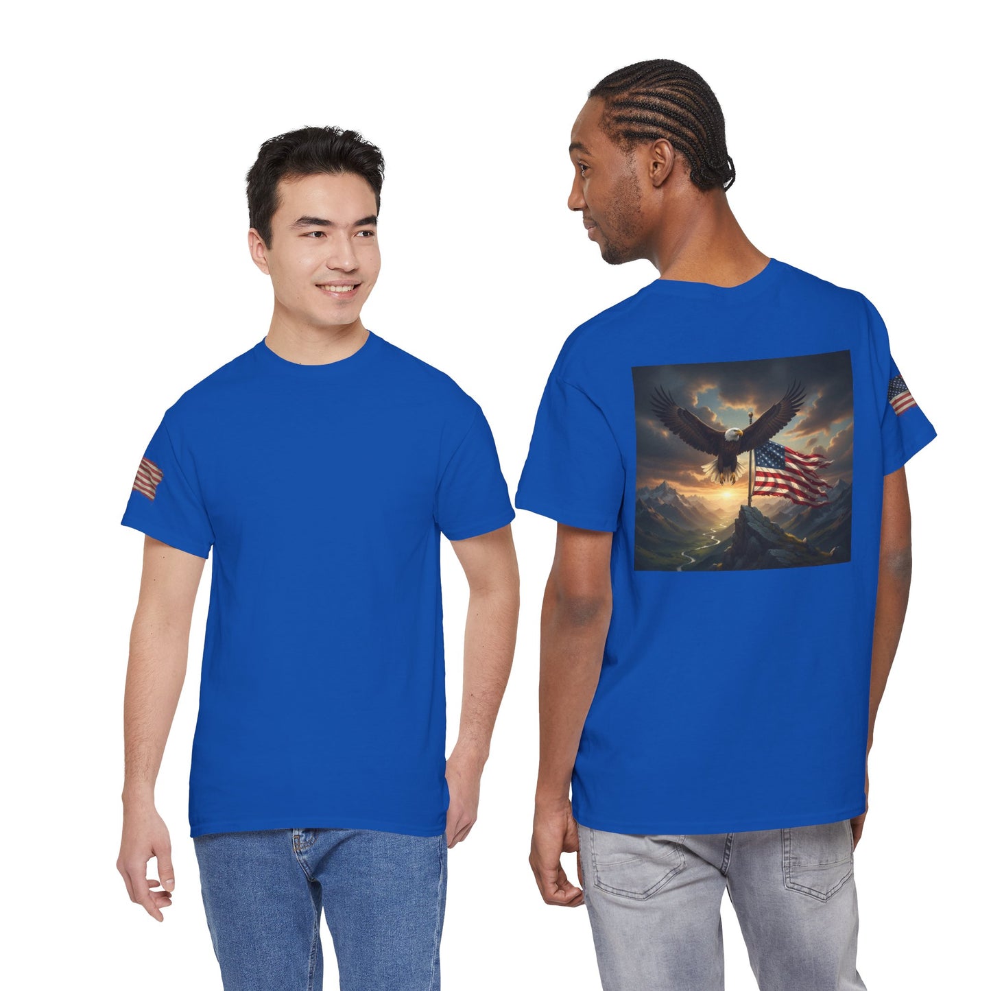 Patriotic Tee with Bald Eagle and Flag