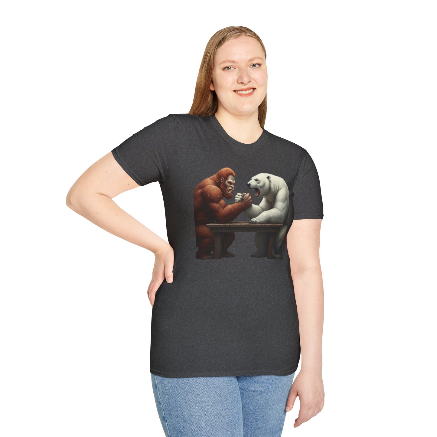 Graphic T-shirt - Bigfoot Arm Wrestling Polar Bear Design