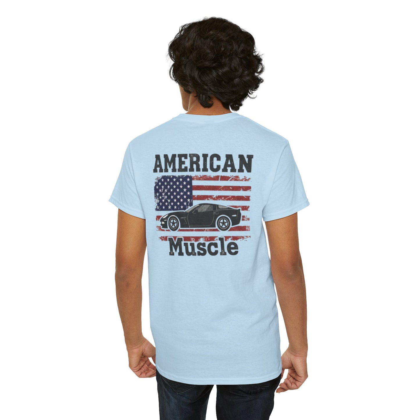 American Muscle Car Shirt | Patriotic Corvette Tee | Distressed Flag Racing Gift | C6 Vette Lover | Car Guy Apparel