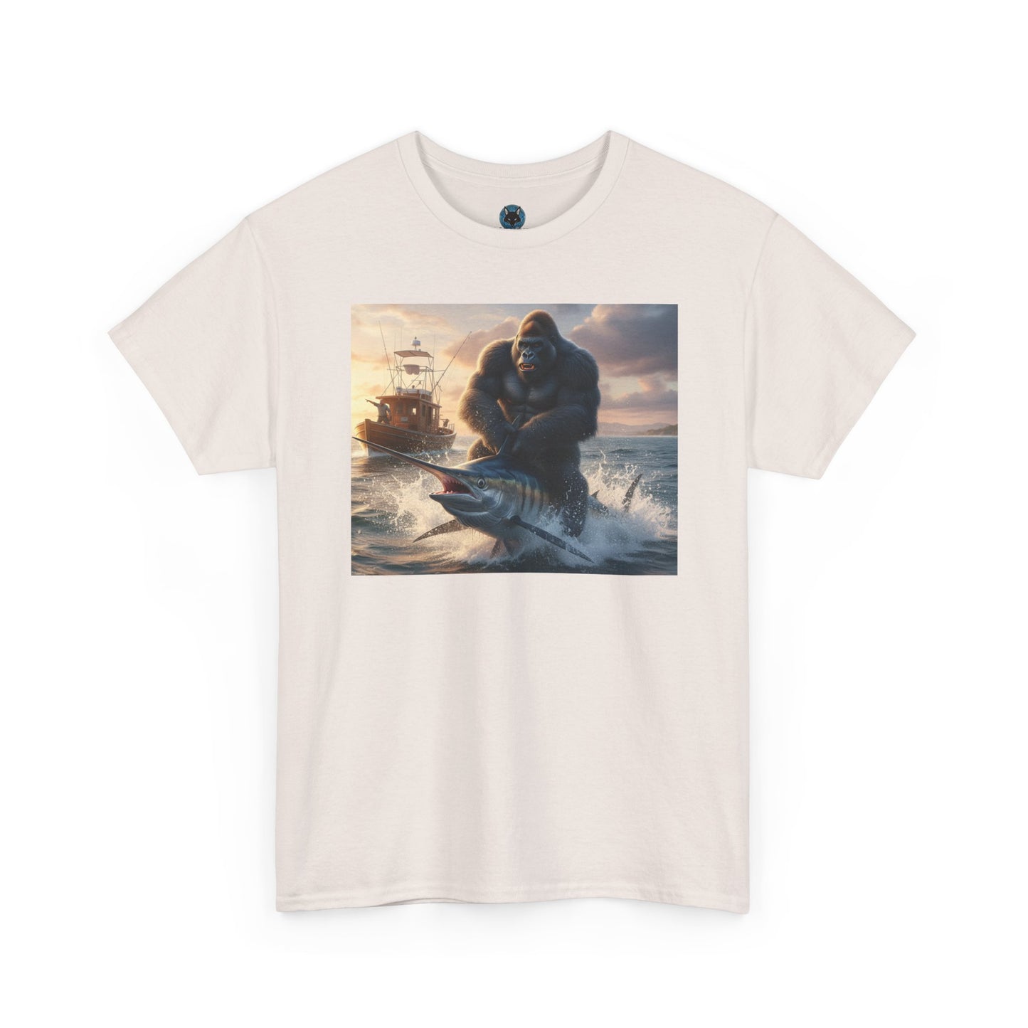 Gorilla riding a swordfish in the ocean design T-Shirt