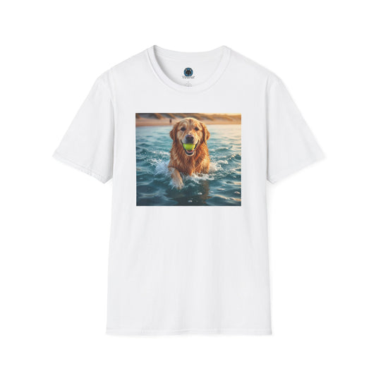 Dog Retrieving Tennis Ball Softstyle T-Shirt