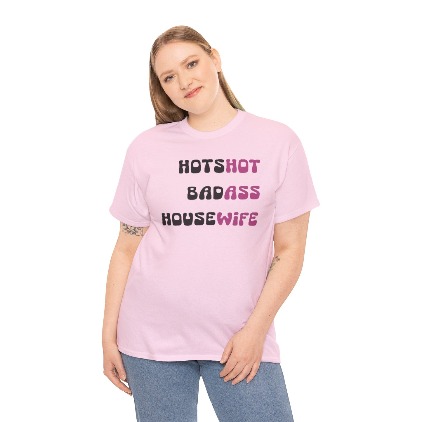 Hotshot Badass Housewife Shirt - Retro Mom Gift - Sassy Wife Tee - Groovy Womens Top - Funny Mothers Day