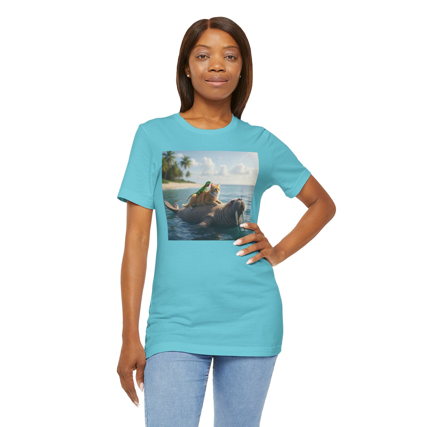 Ocean Friends Unisex T-Shirt - Walrus Cat Lizard Design