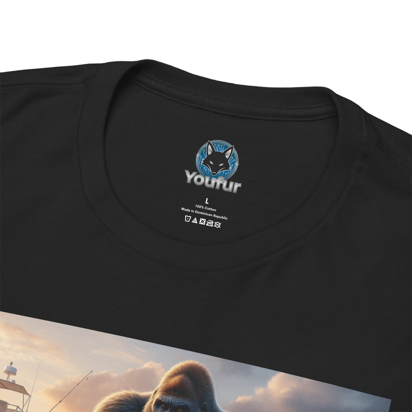 Gorilla riding a swordfish in the ocean design T-Shirt