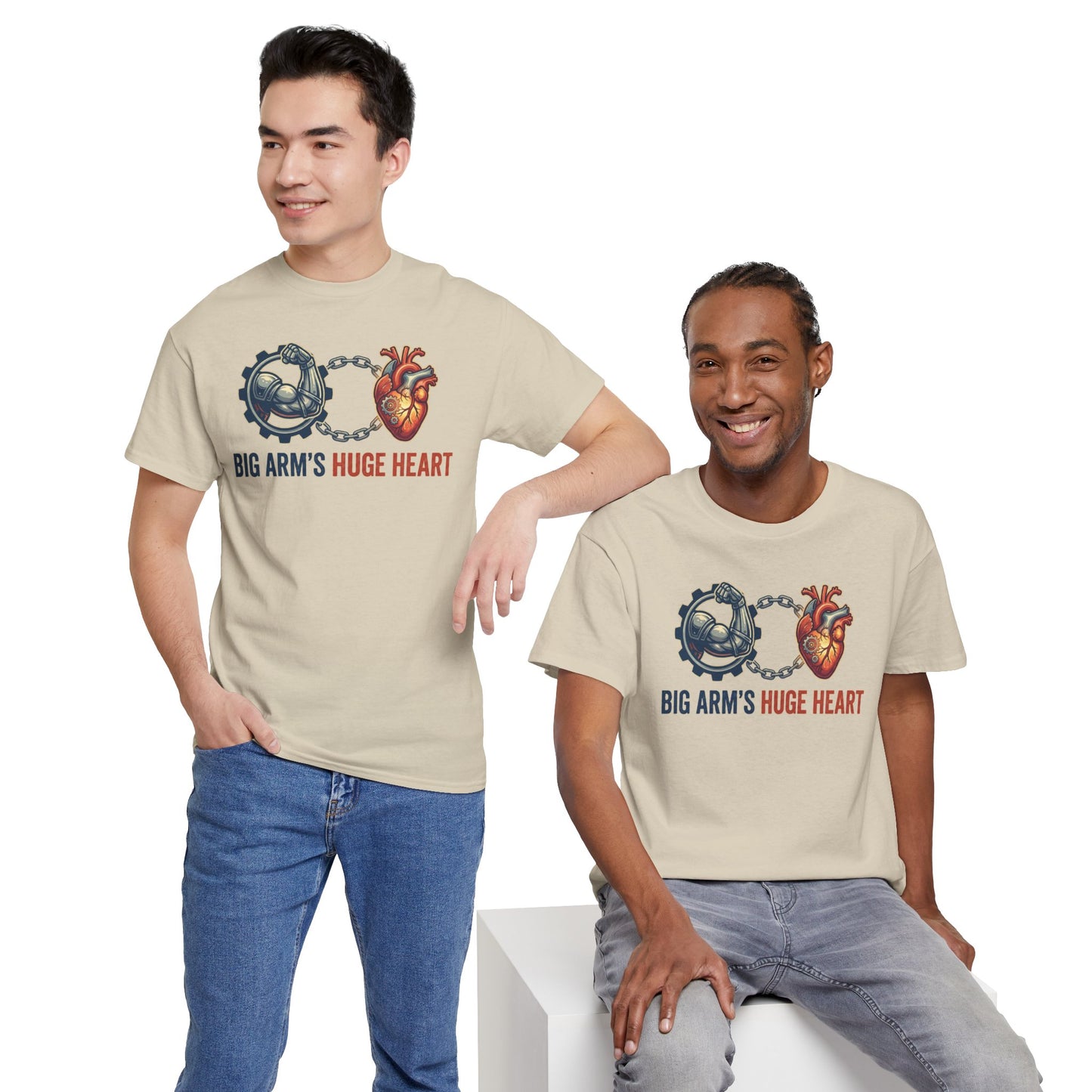 Big Arms Huge Heart Gym T-Shirt | Men's Bodybuilding Graphic Tee | Funny Weightlifting Shirt | Workout Motivation Top | Fitness Lover Gift