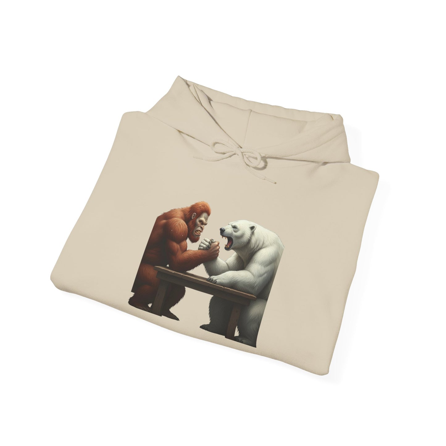 Bigfoot Arm Wrestling Polar Bear Hoodie - Unisex Sweatshirt