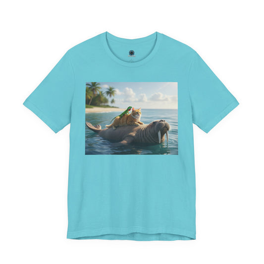 Ocean Friends Unisex T-Shirt - Walrus Cat Lizard Design