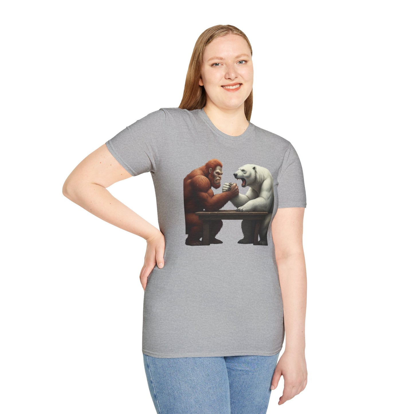 Graphic T-shirt - Bigfoot Arm Wrestling Polar Bear Design