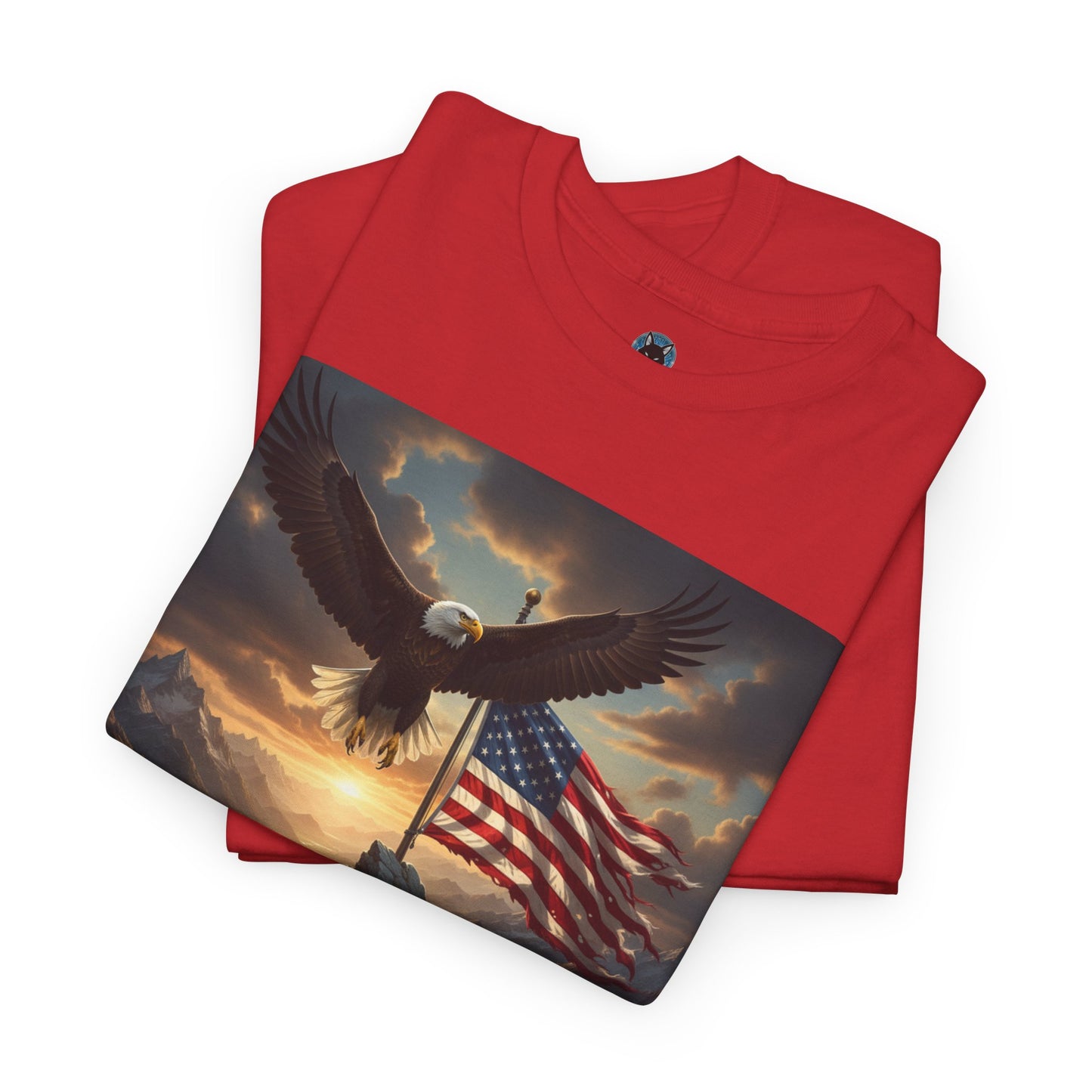 Patriotic Tee with Bald Eagle and Flag