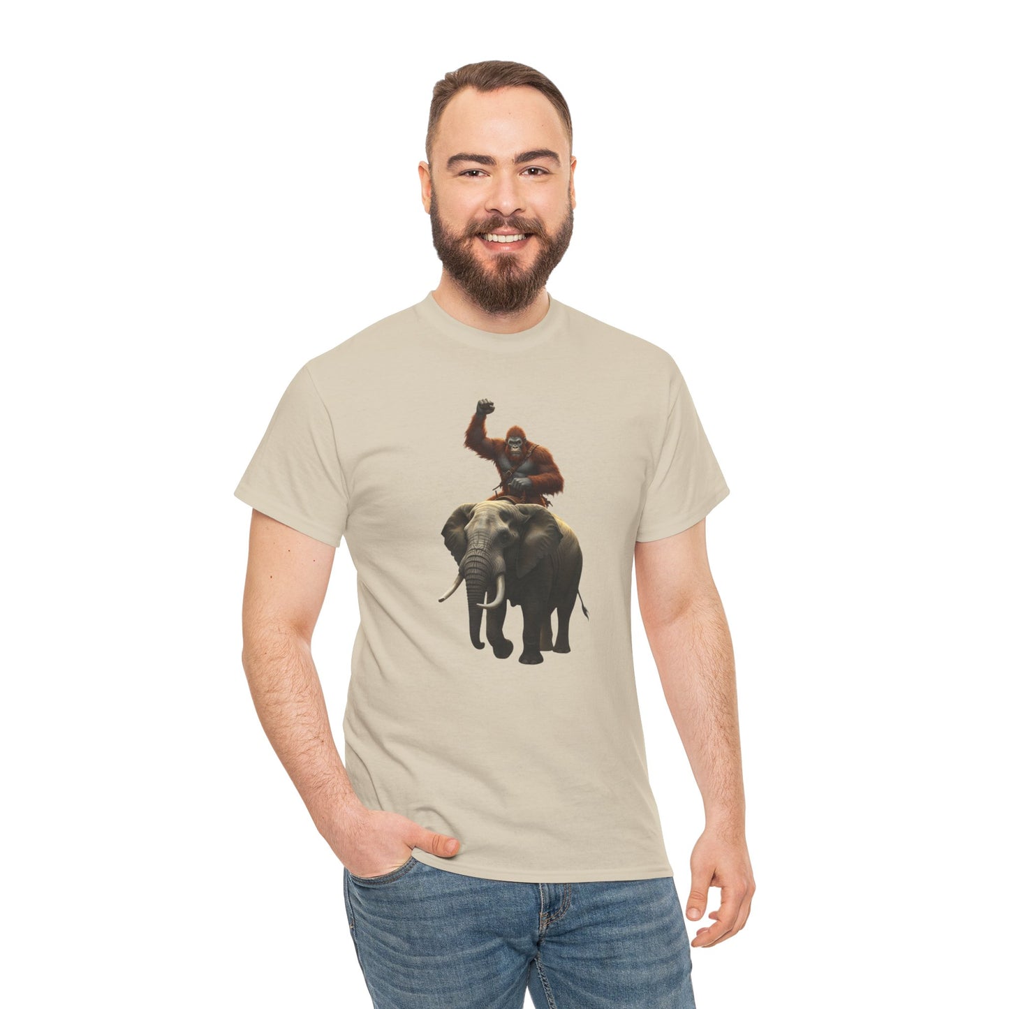 Bigfoot Riding Elephant Unisex T-Shirt