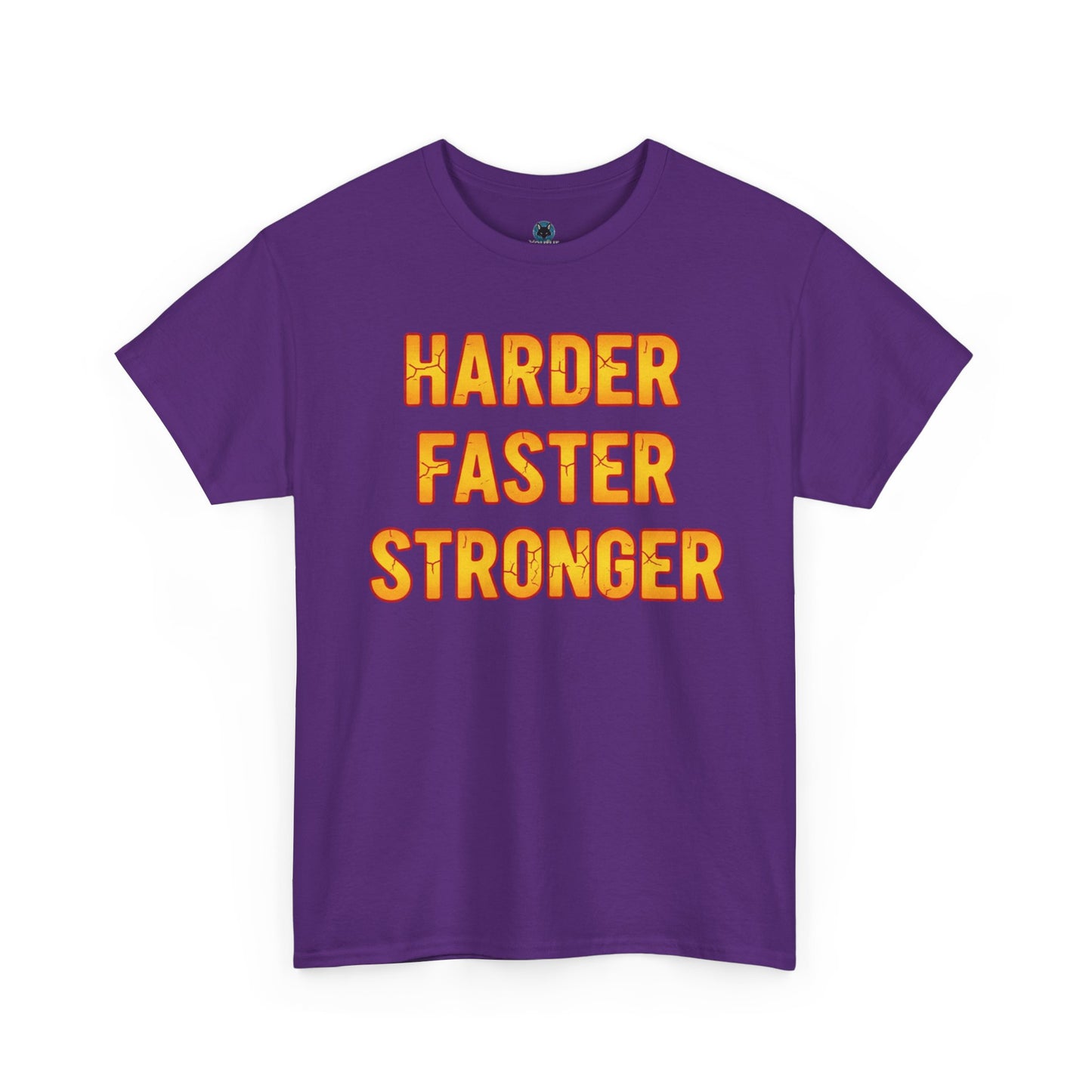 Harder Faster Stronger Tee | Motivational Workout Shirt, Bold Orange Text