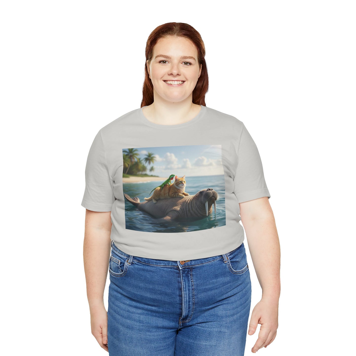 Ocean Friends Unisex T-Shirt - Walrus Cat Lizard Design