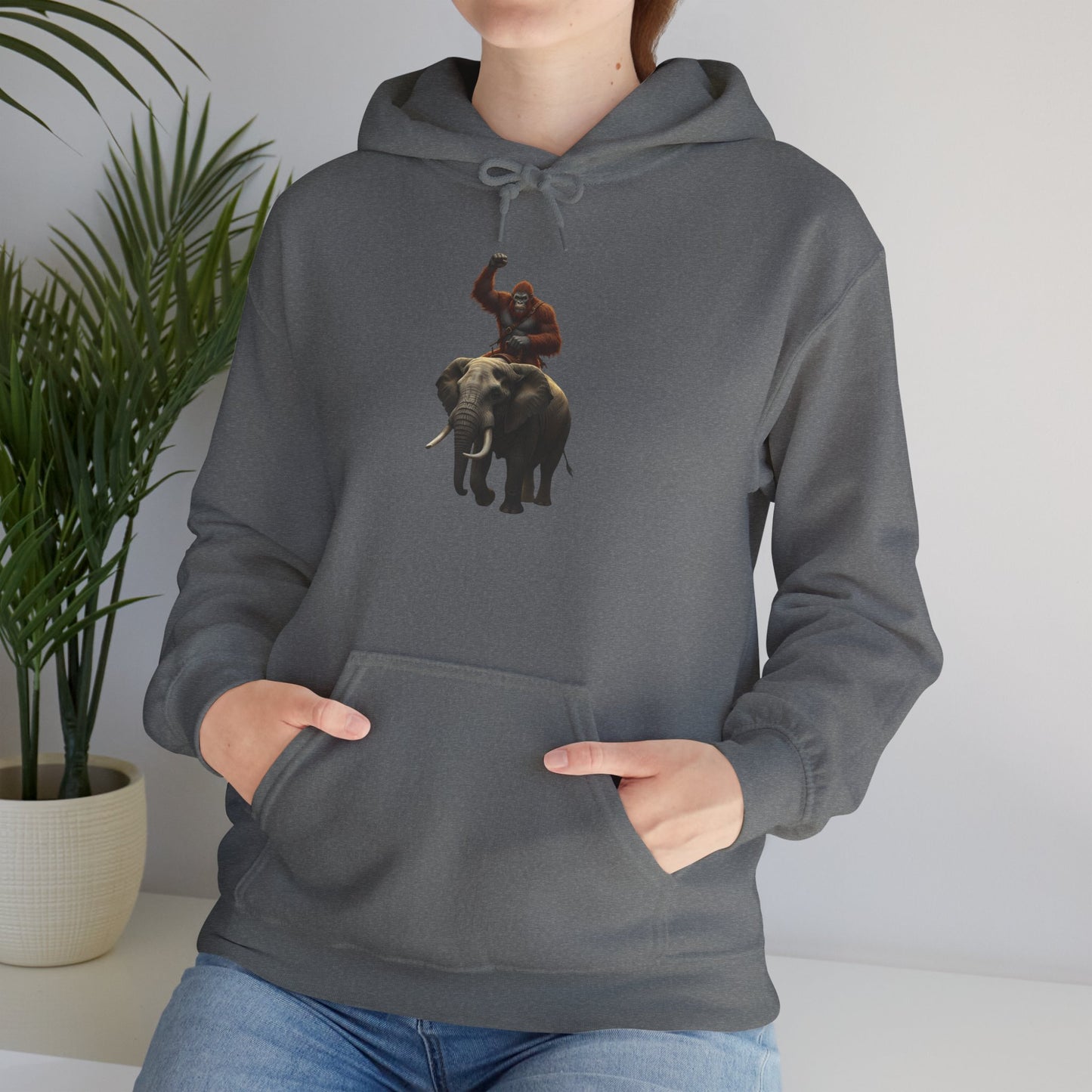 Bigfoot Riding an Elephant Hoodie - Unisex Sweatshirt