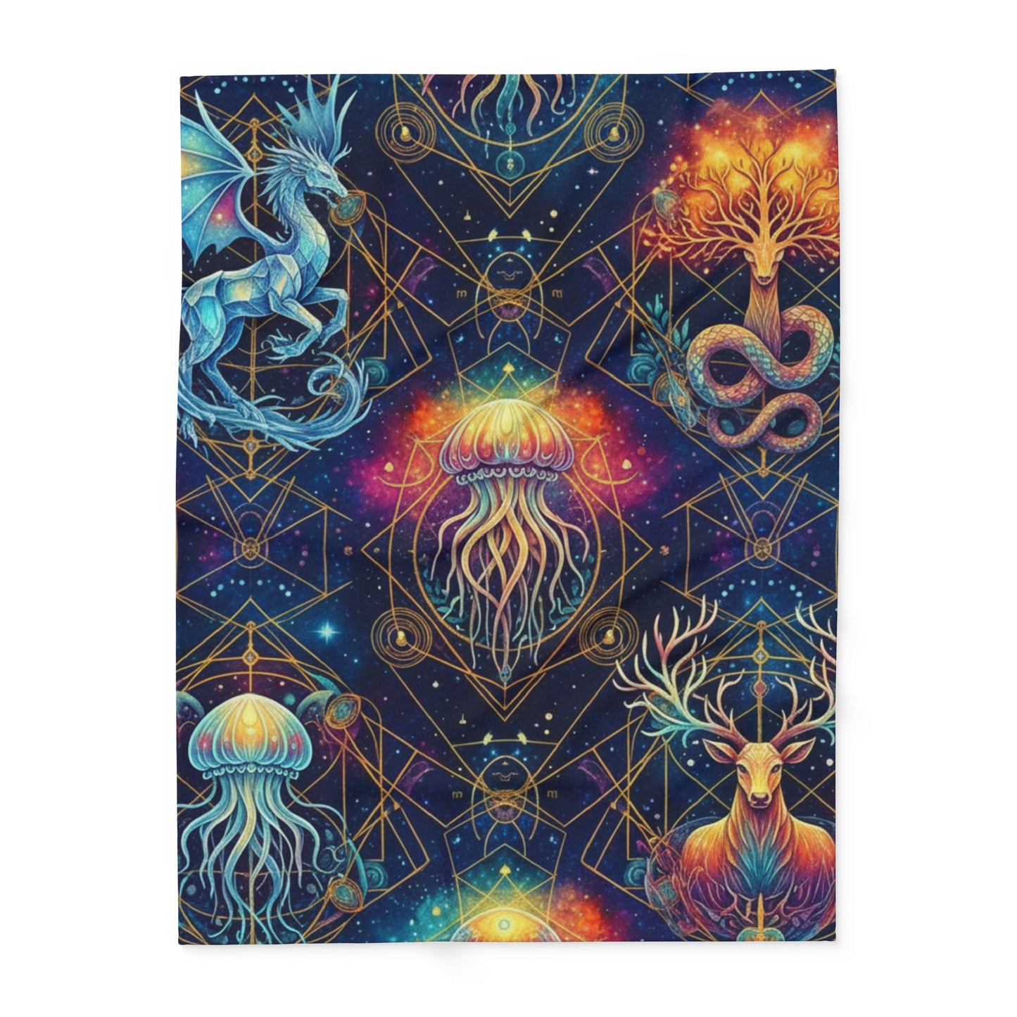 Fleece Blanket - Geo-Bloom Arctic Design
