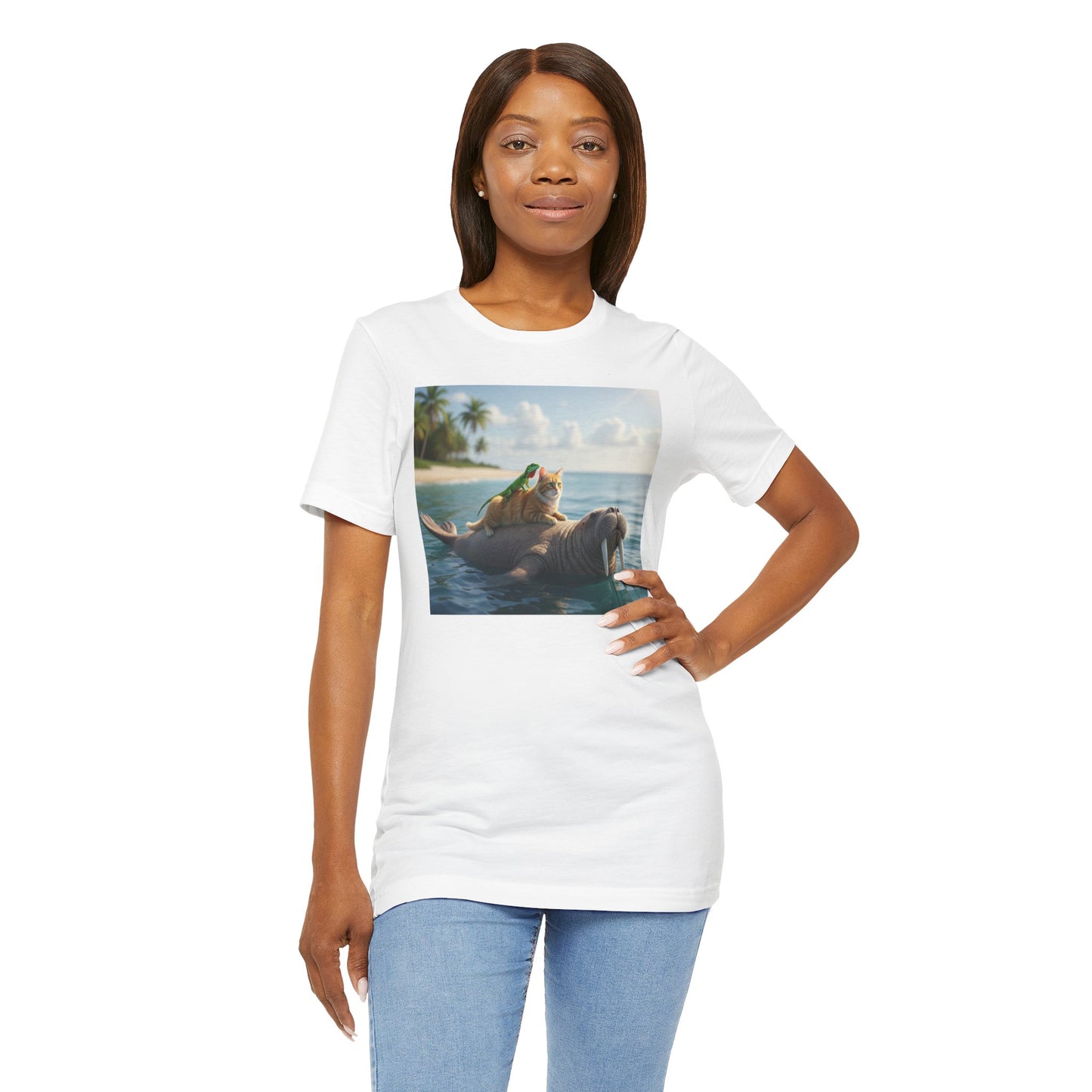Ocean Friends Unisex T-Shirt - Walrus Cat Lizard Design