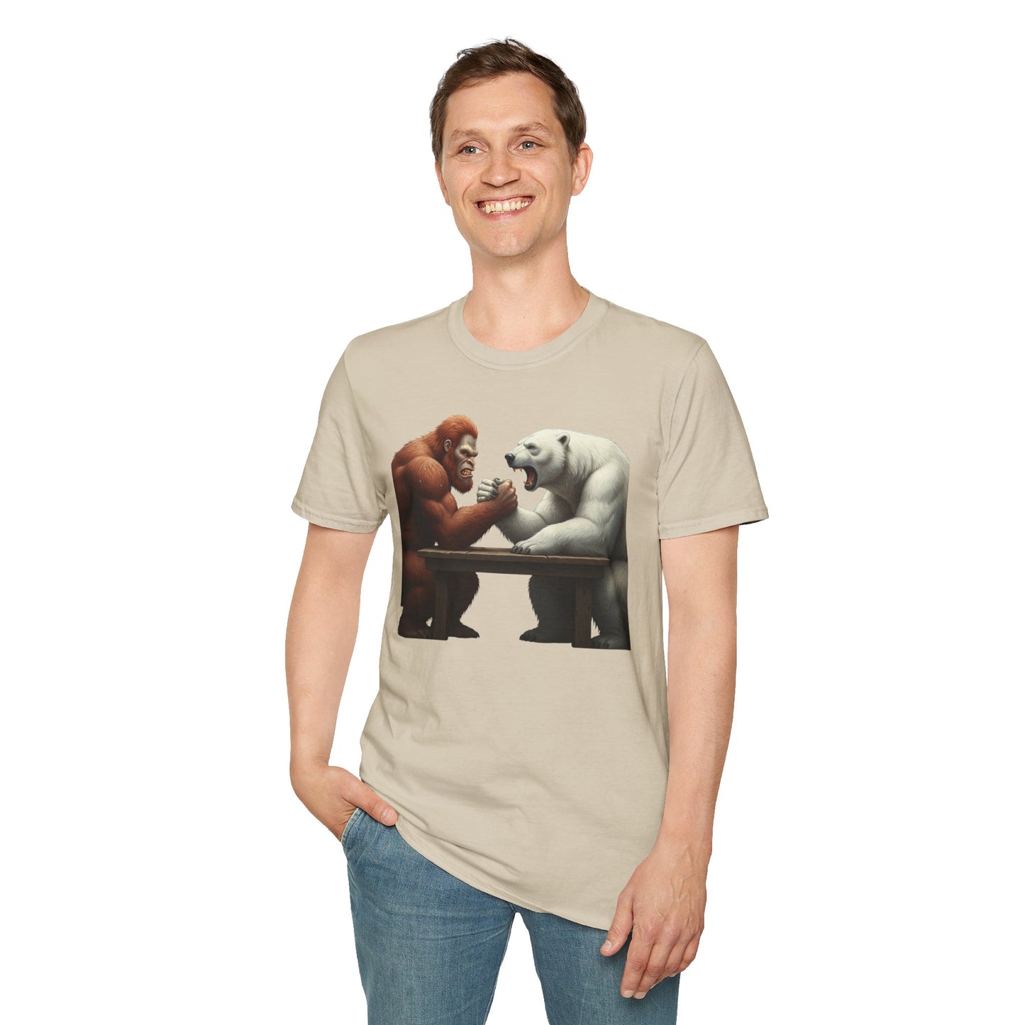 Graphic T-shirt - Bigfoot Arm Wrestling Polar Bear Design