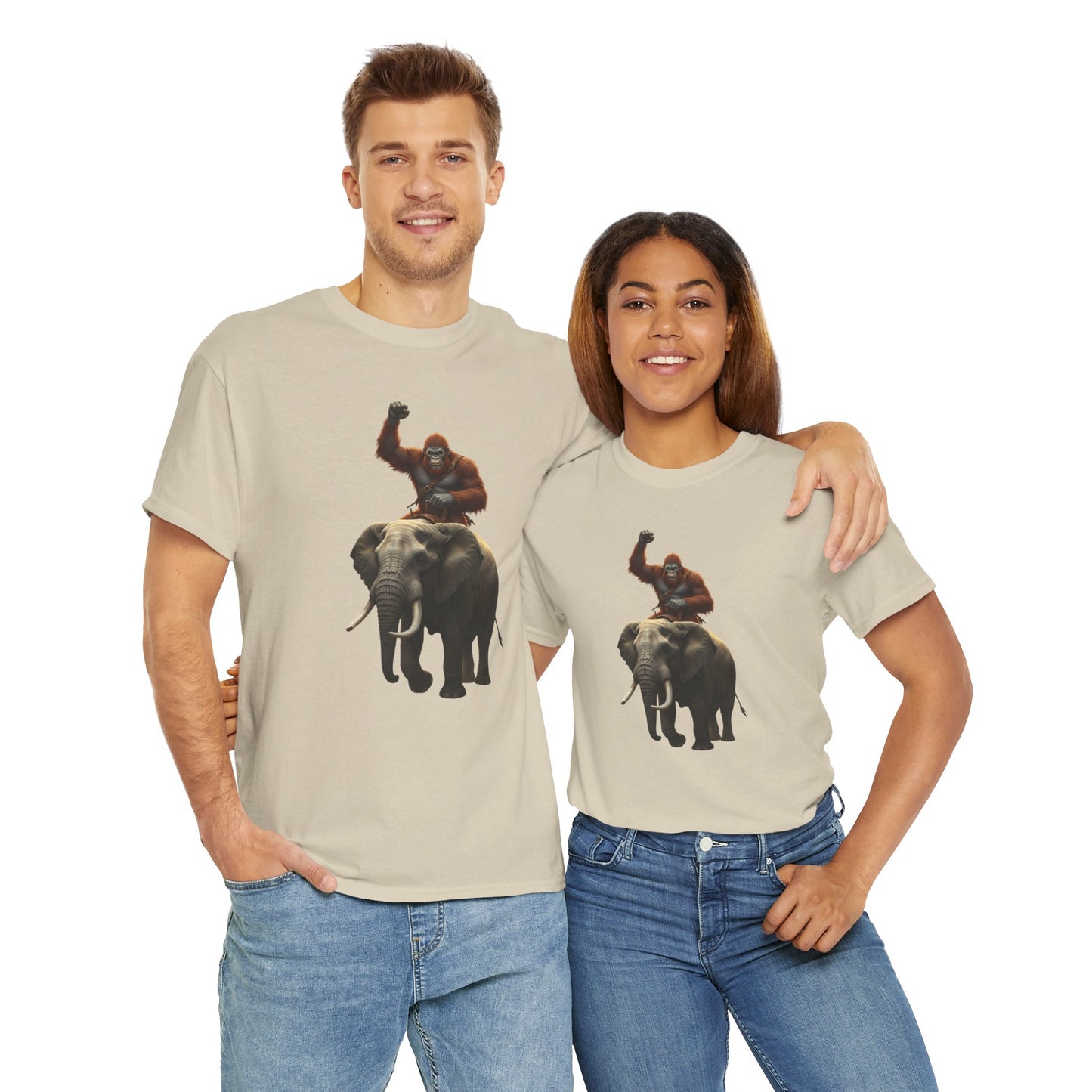 Bigfoot Riding Elephant Unisex T-Shirt
