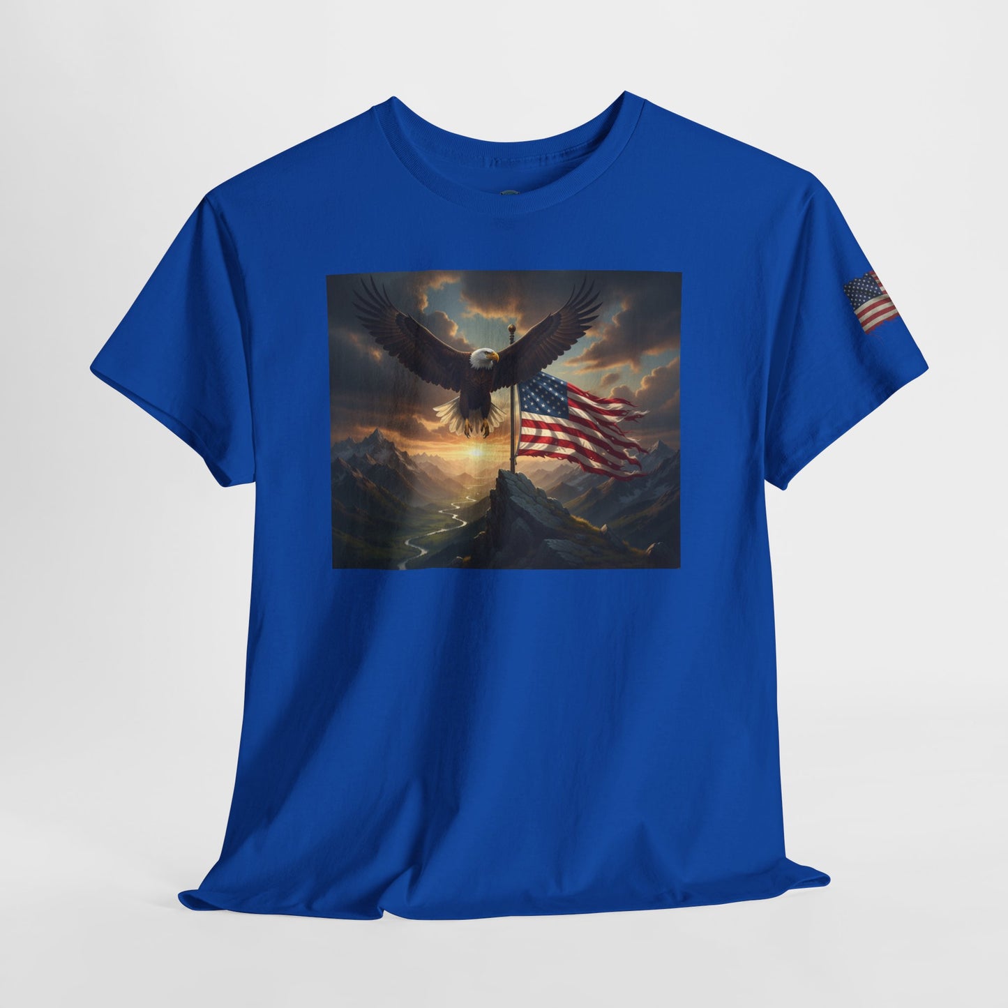 Patriotic Tee with Bald Eagle and Flag