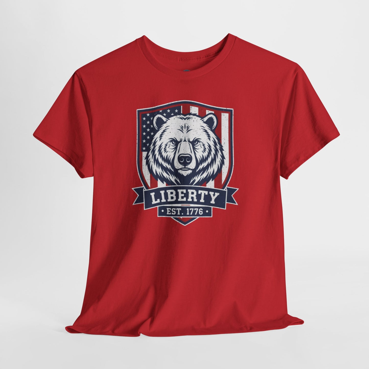 Patriotic Bear Shirt -  USA Flag Shield Tee - Liberty Est 1776 Top s- 4th of July Gift - American Animal Apparel