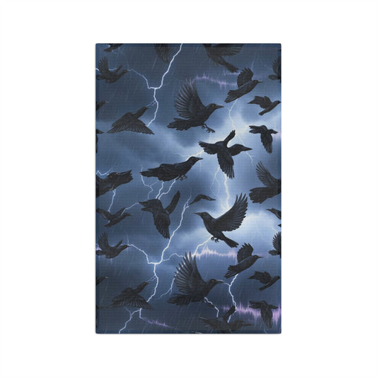 Kitchen Towel - Black Birds in the Storm Microfiber Tea Towel