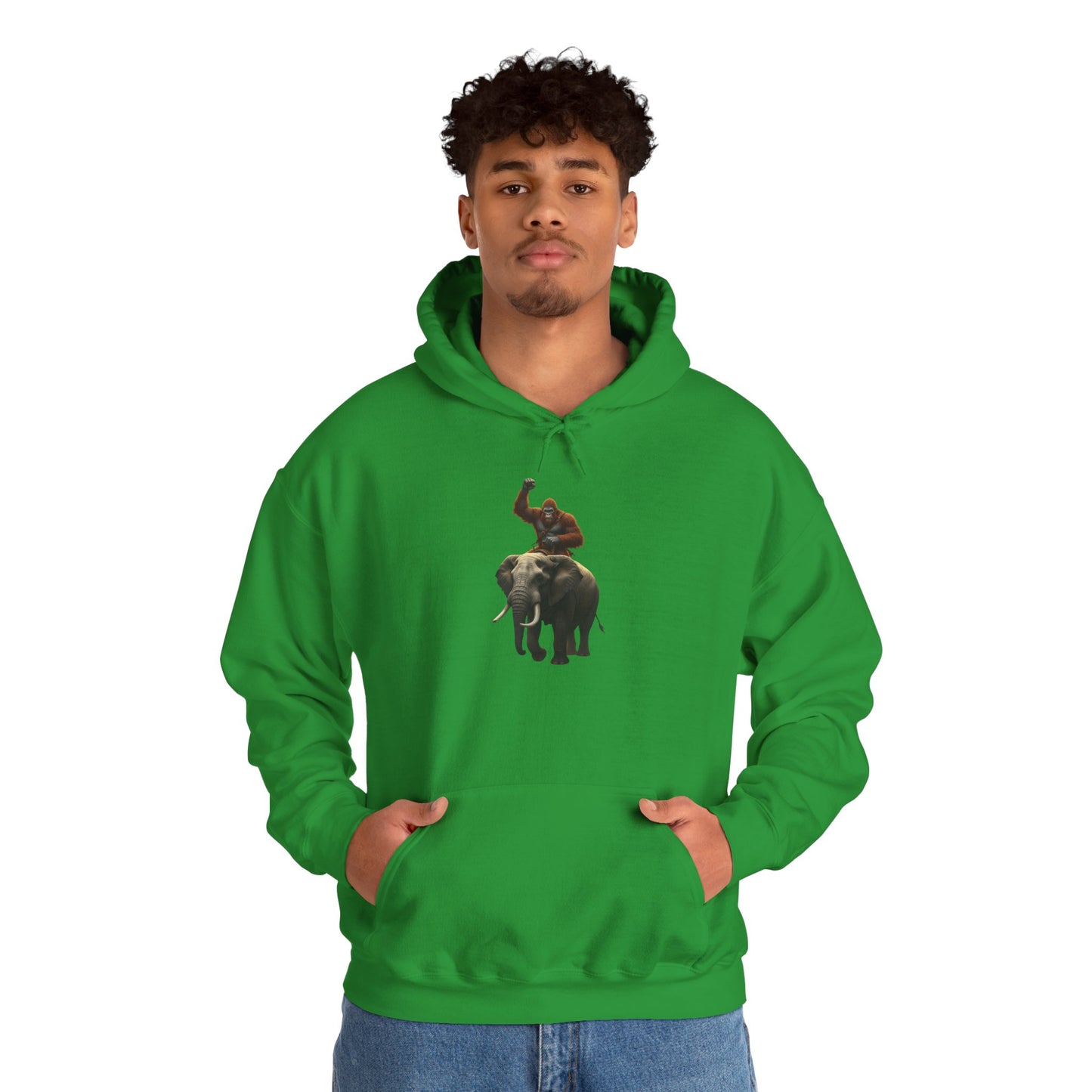 Bigfoot Riding an Elephant Hoodie - Unisex Sweatshirt