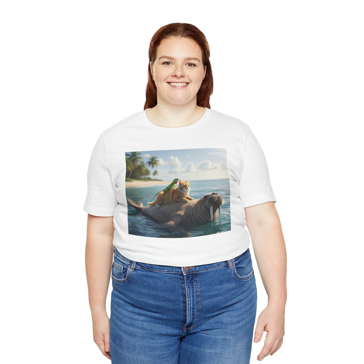 Ocean Friends Unisex T-Shirt - Walrus Cat Lizard Design