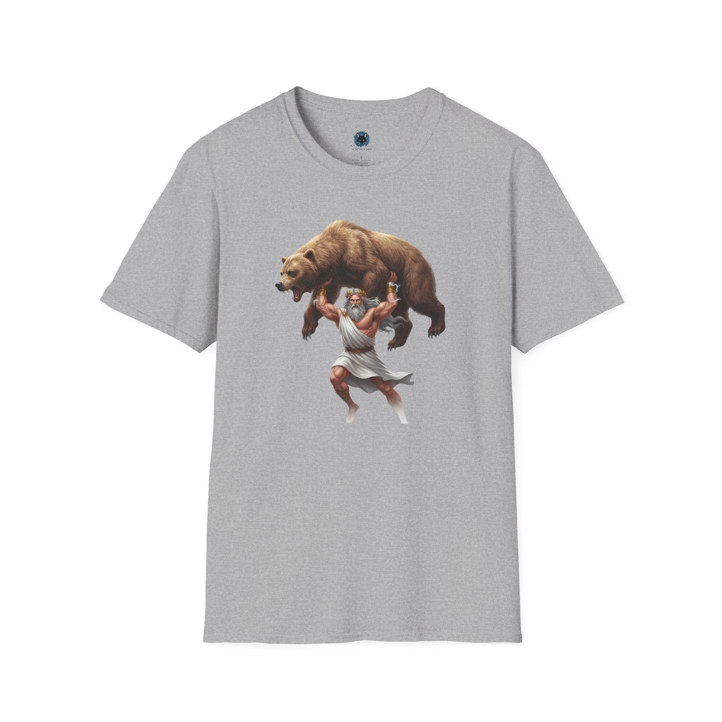 Mythical Greek Zues Softstyle T-Shirt with Grizzly Bear Design