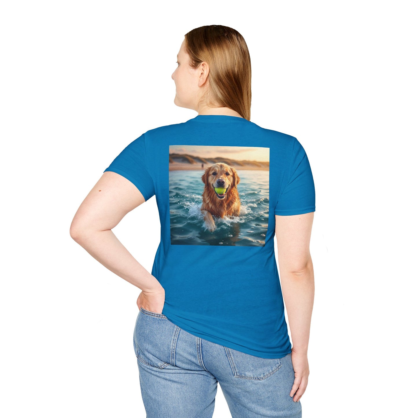 Dog Retrieving Tennis Ball Softstyle T-Shirt