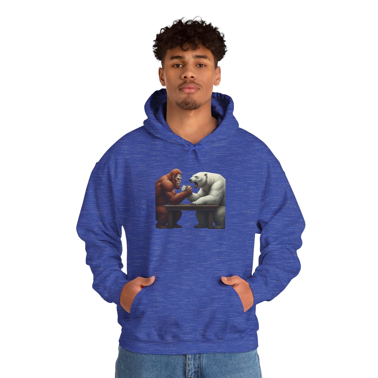 Bigfoot Arm Wrestling Polar Bear Hoodie - Unisex Sweatshirt