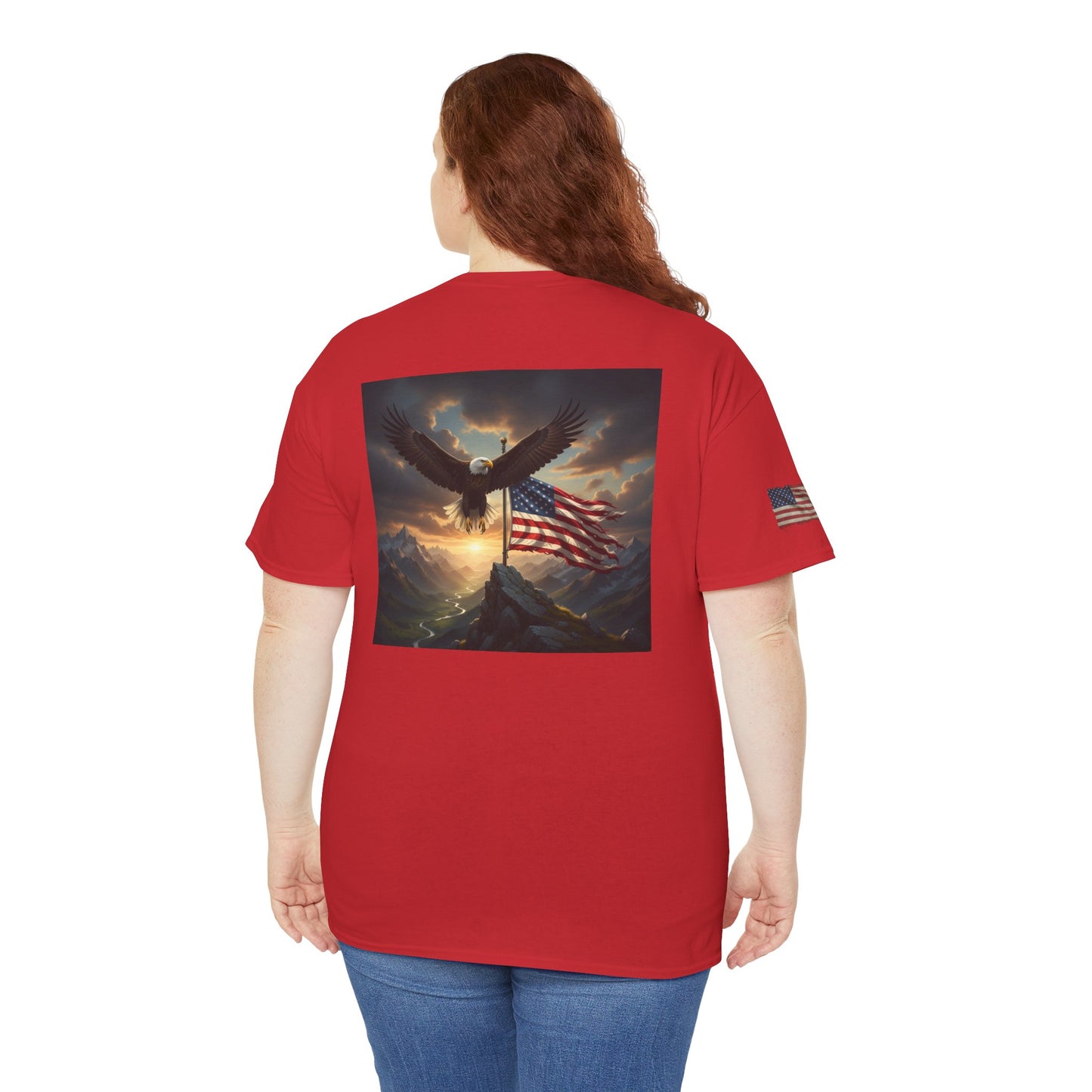 Patriotic Tee with Bald Eagle and Flag