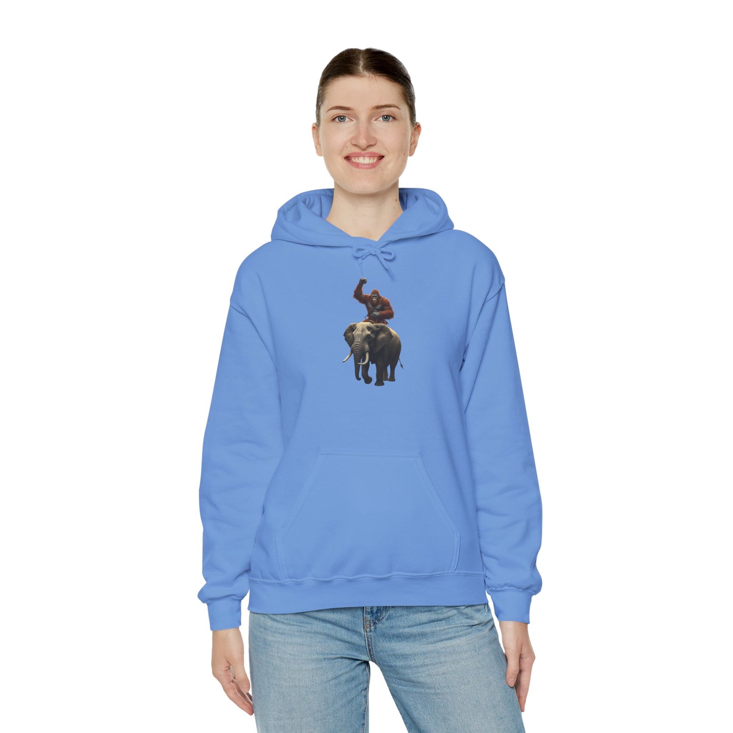 Bigfoot Riding an Elephant Hoodie - Unisex Sweatshirt