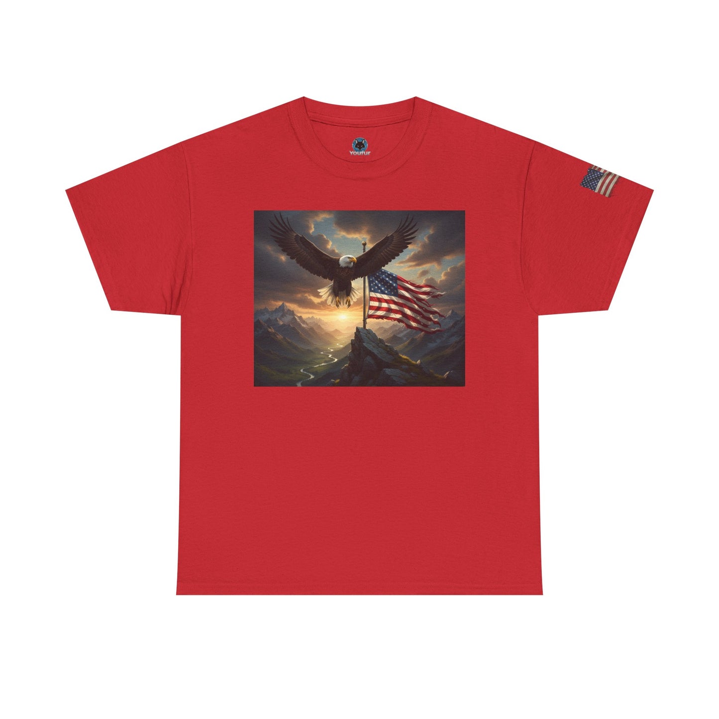 Patriotic Tee with Bald Eagle and Flag