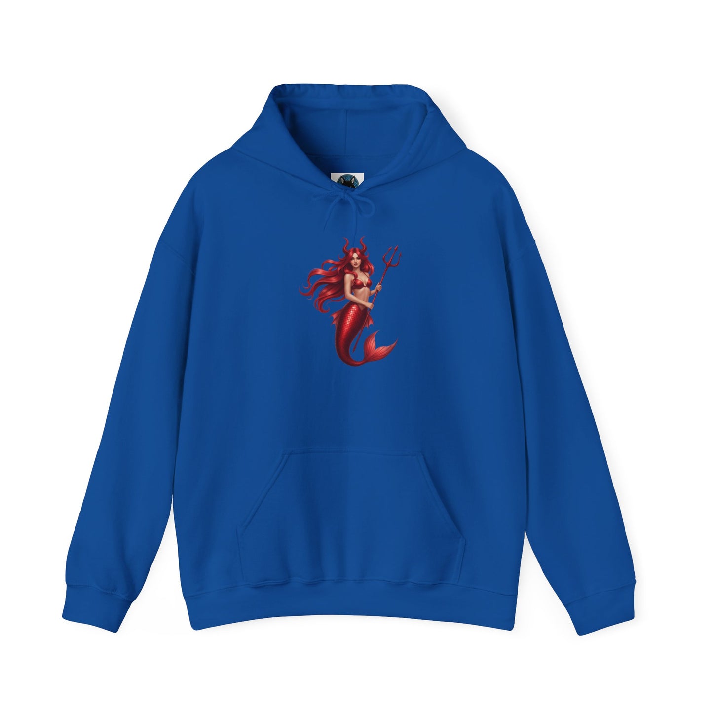 Red Mermaid Unisex Hoodie with Trident Design