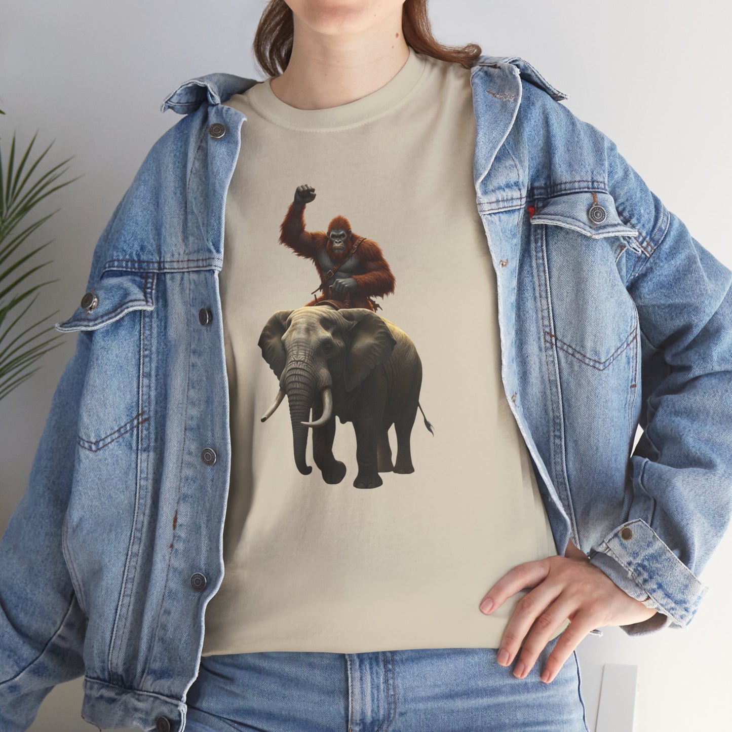 Bigfoot Riding Elephant Unisex T-Shirt