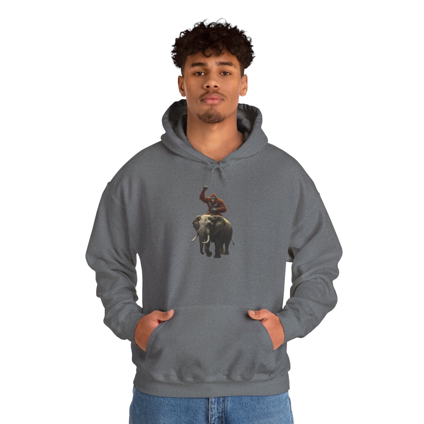 Bigfoot Riding an Elephant Hoodie - Unisex Sweatshirt