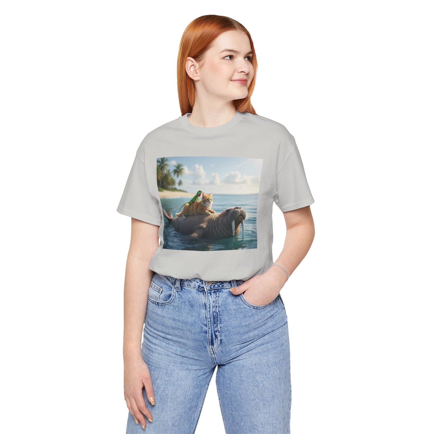 Ocean Friends Unisex T-Shirt - Walrus Cat Lizard Design