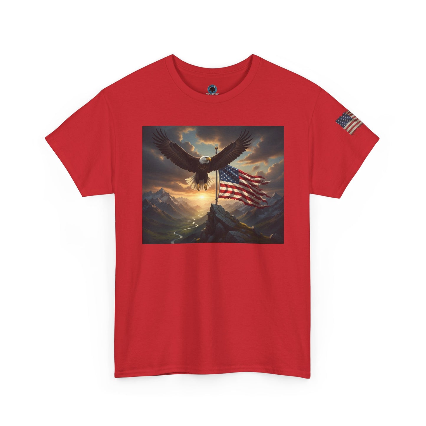 Patriotic Tee with Bald Eagle and Flag