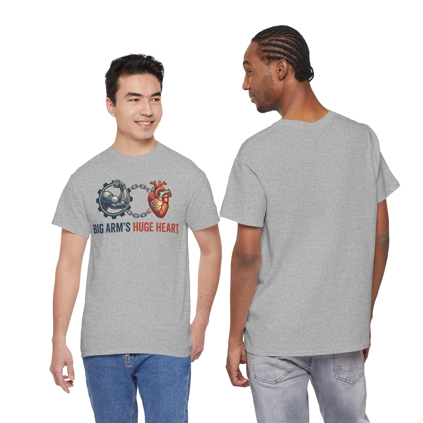 Big Arms Huge Heart Gym T-Shirt | Men's Bodybuilding Graphic Tee | Funny Weightlifting Shirt | Workout Motivation Top | Fitness Lover Gift