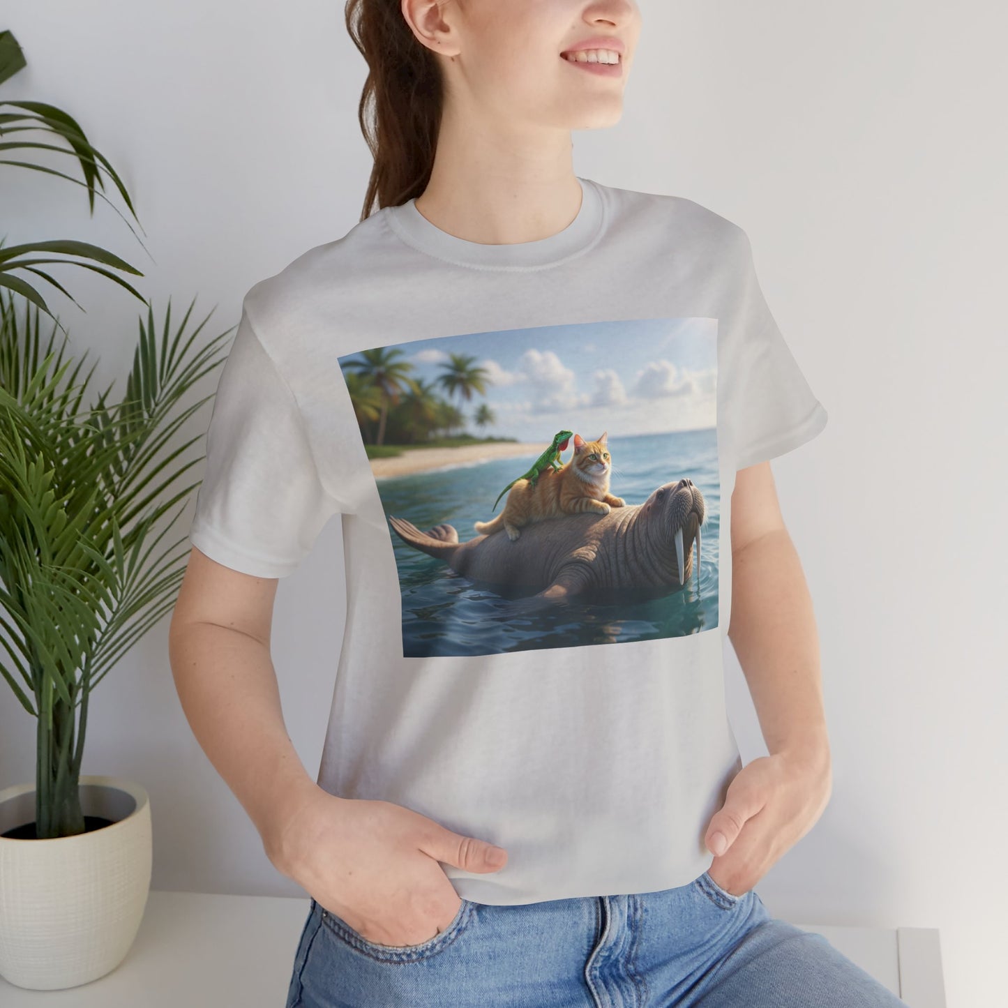 Ocean Friends Unisex T-Shirt - Walrus Cat Lizard Design
