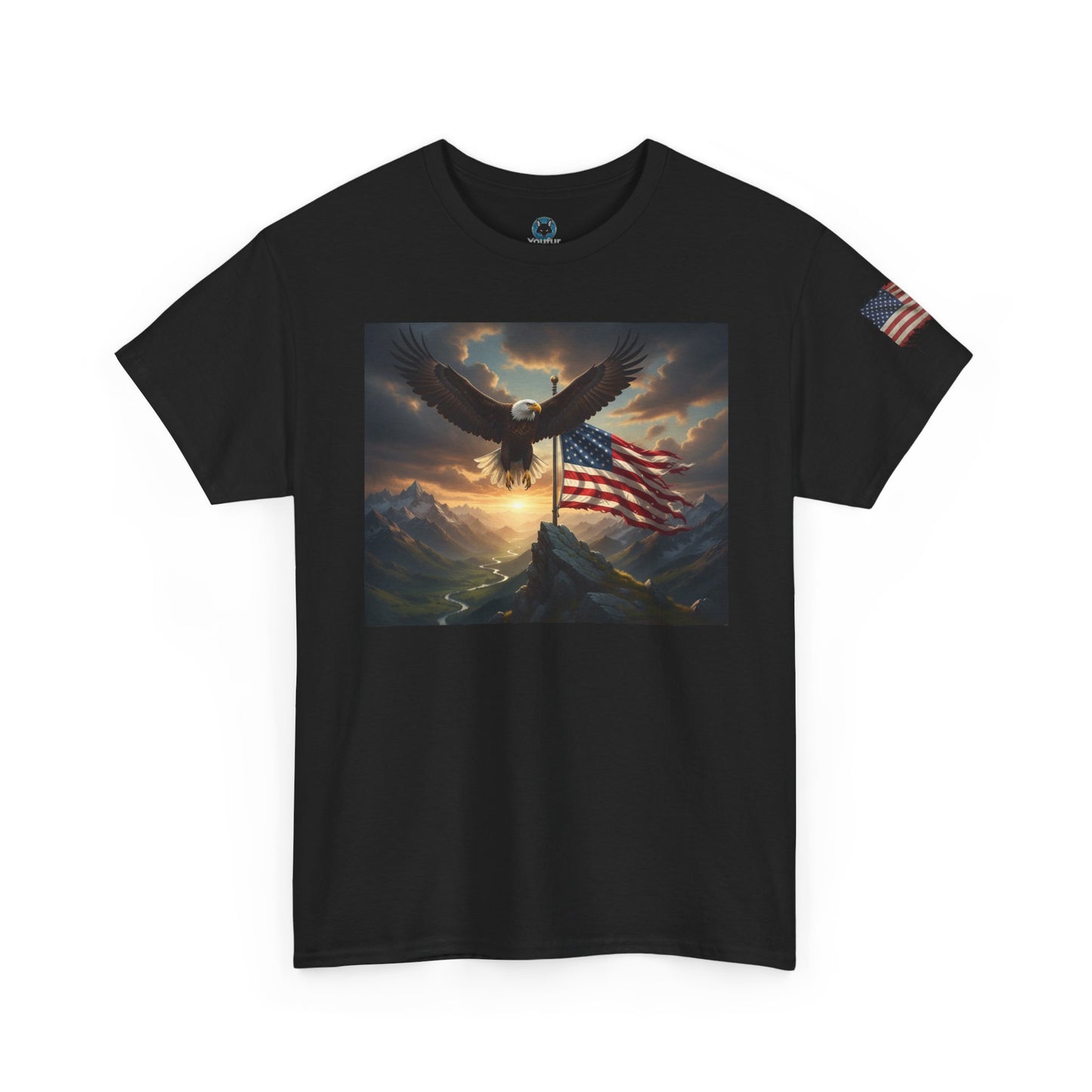 Patriotic Tee with Bald Eagle and Flag