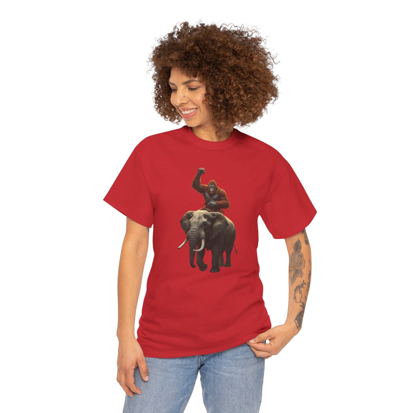 Bigfoot Riding Elephant Unisex T-Shirt