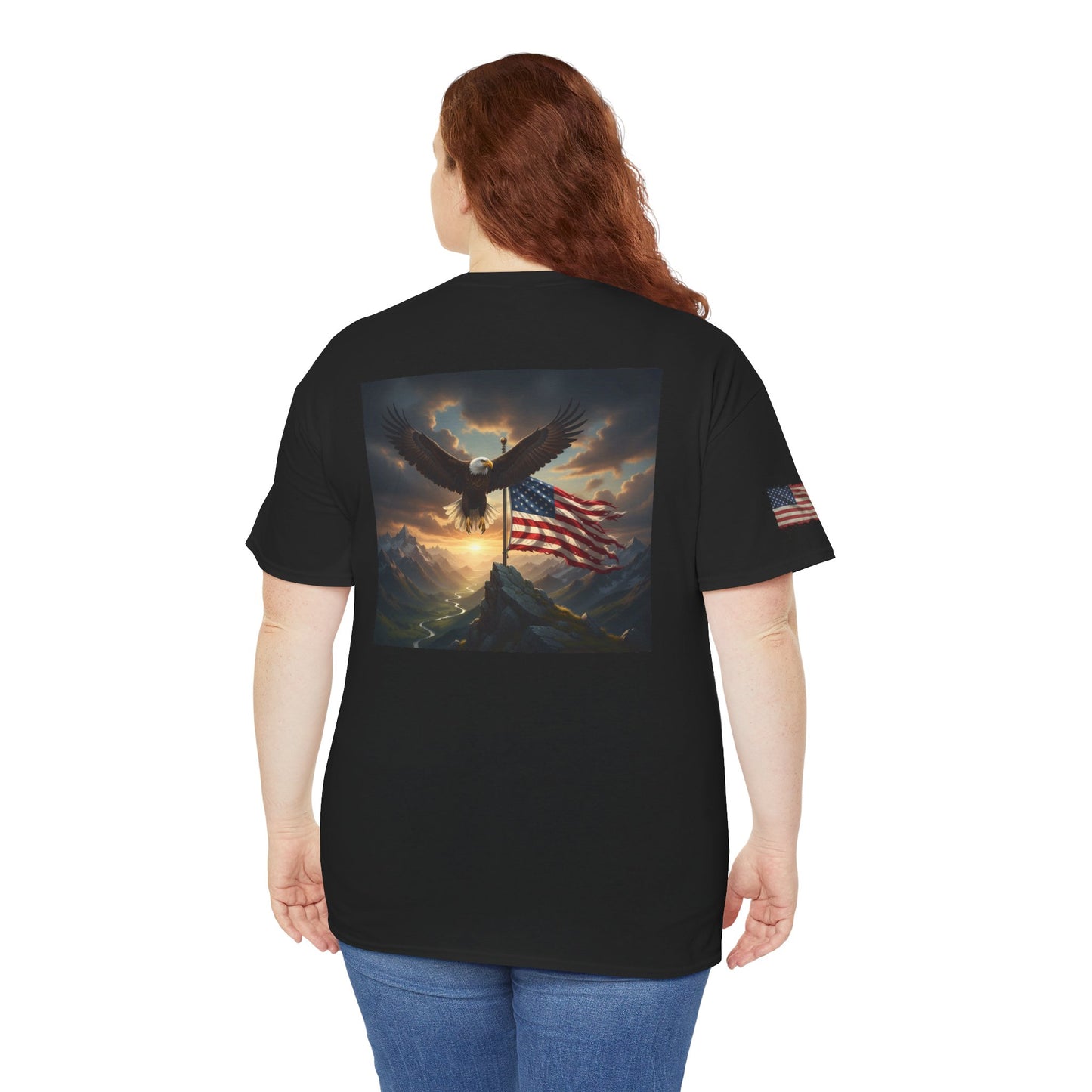 Patriotic Tee with Bald Eagle and Flag