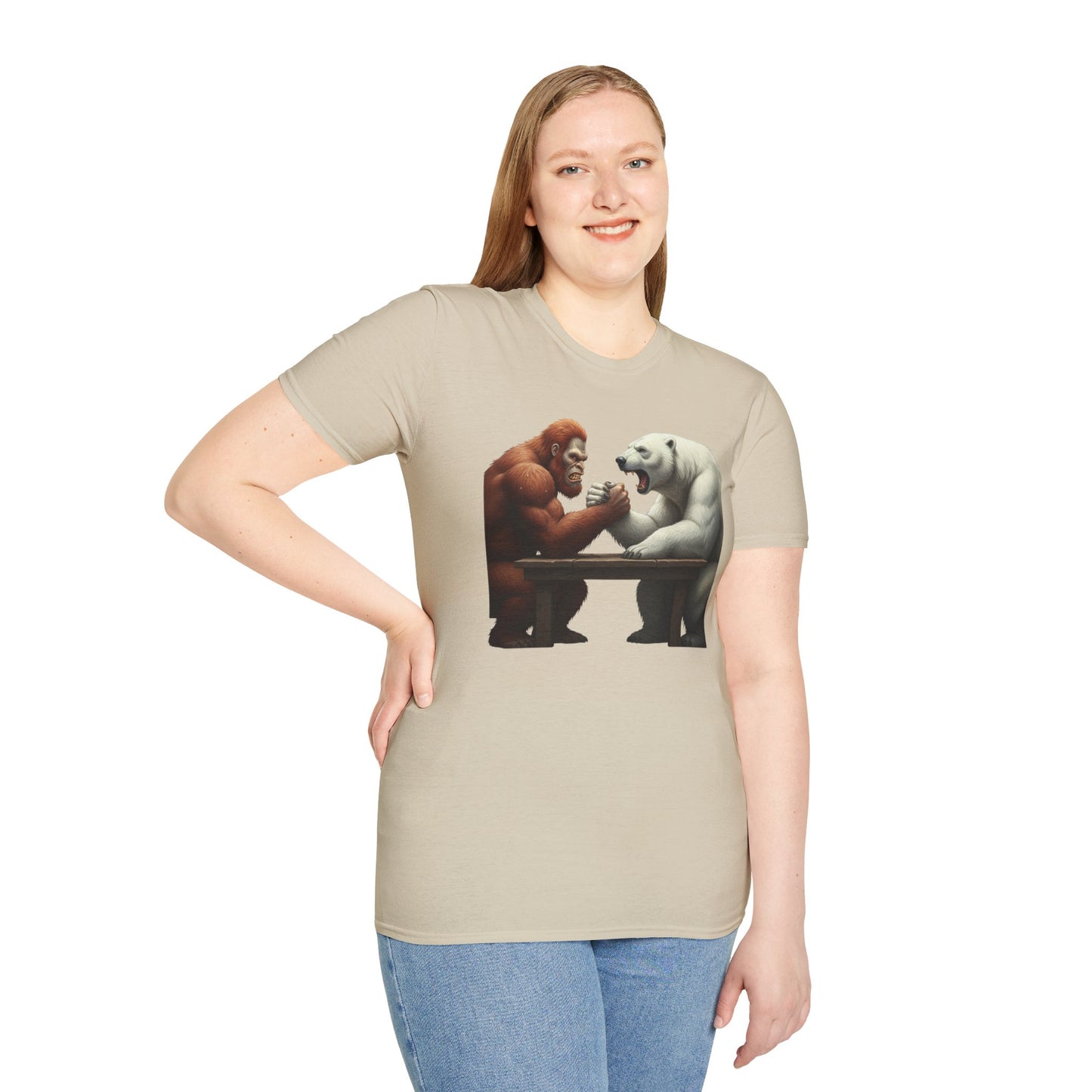Graphic T-shirt - Bigfoot Arm Wrestling Polar Bear Design