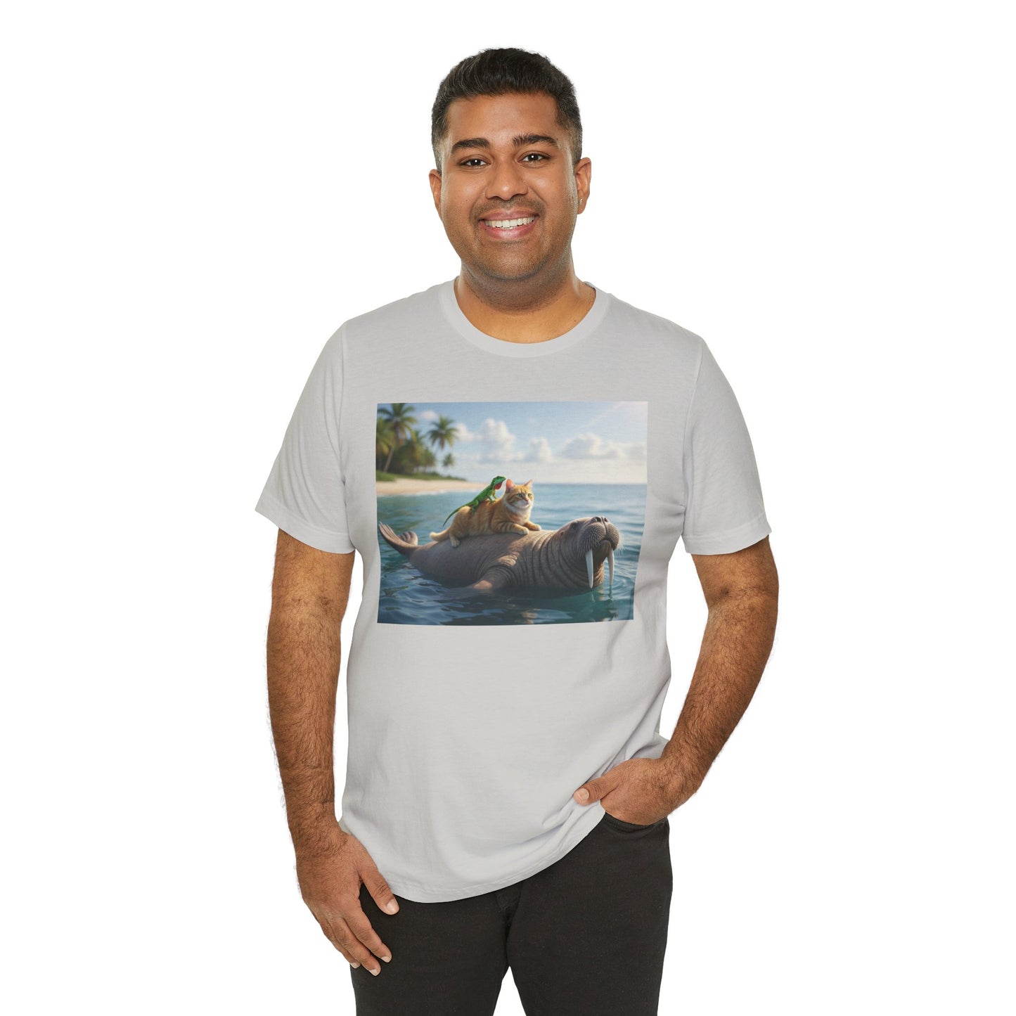 Ocean Friends Unisex T-Shirt - Walrus Cat Lizard Design