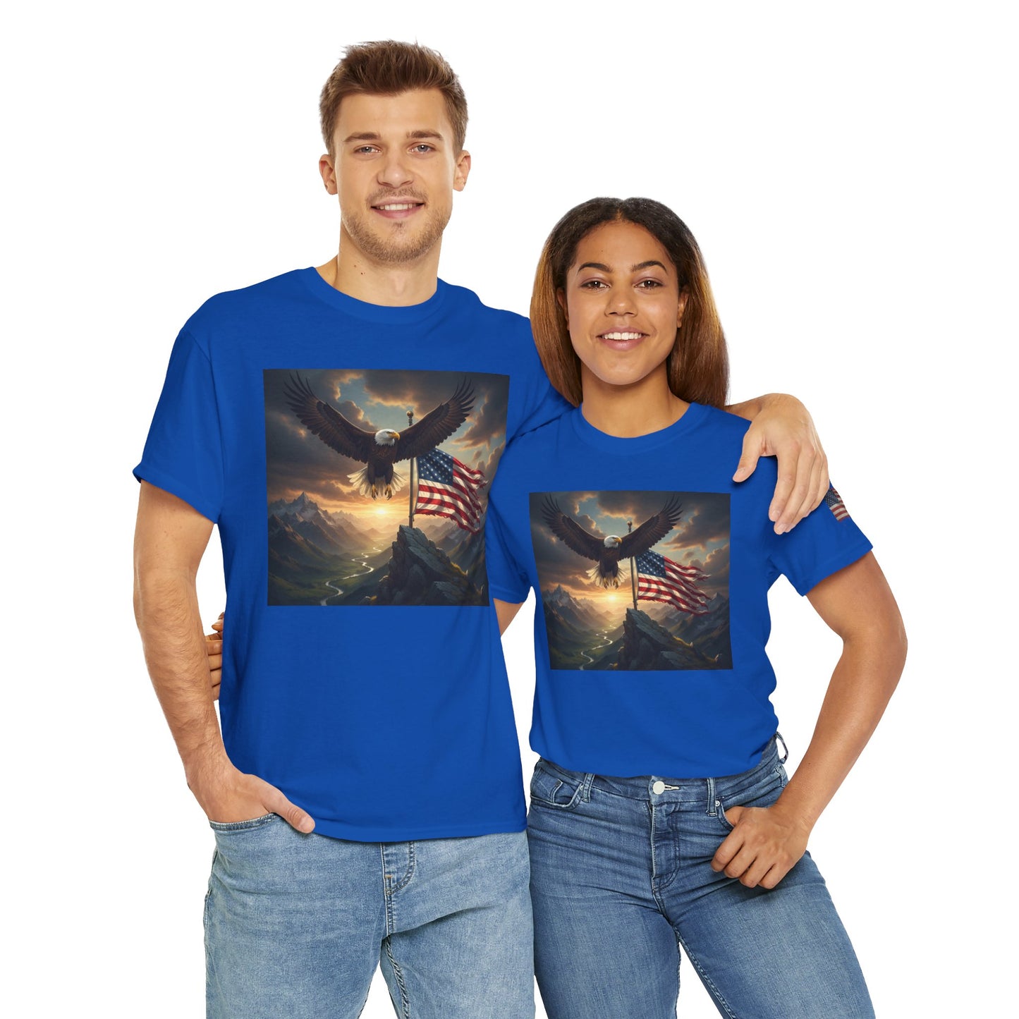 Patriotic Tee with Bald Eagle and Flag