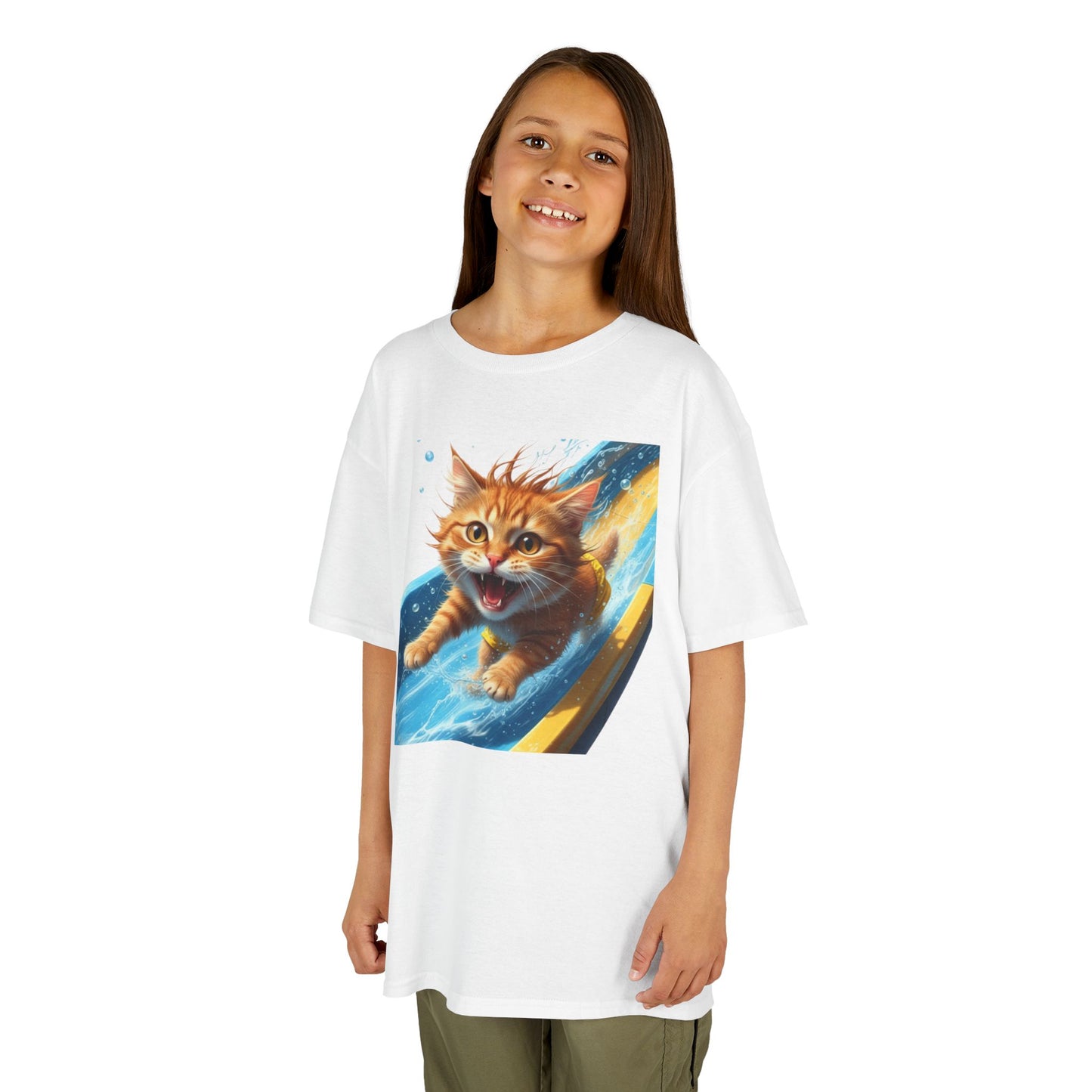Kids T-shirt - Playful Cat Sliding Down Water Slide