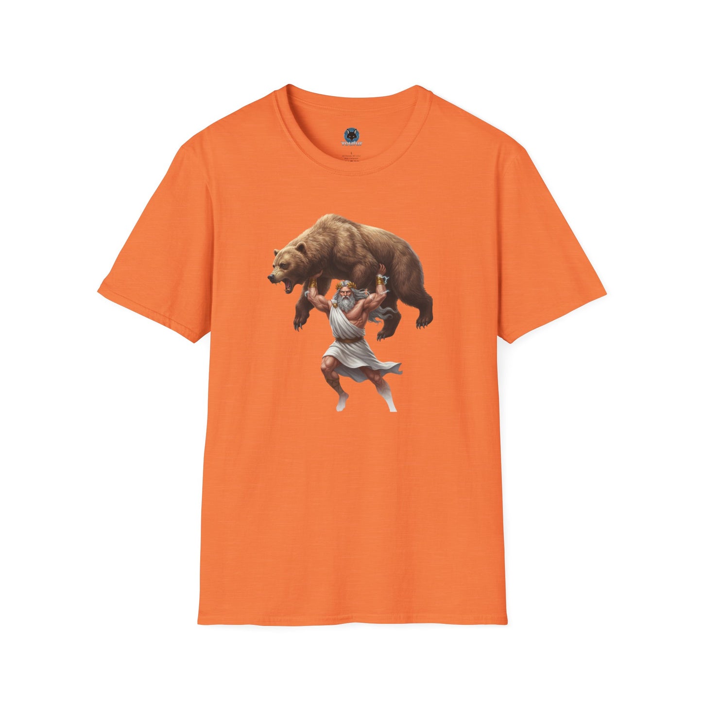 Mythical Greek Zues Softstyle T-Shirt with Grizzly Bear Design