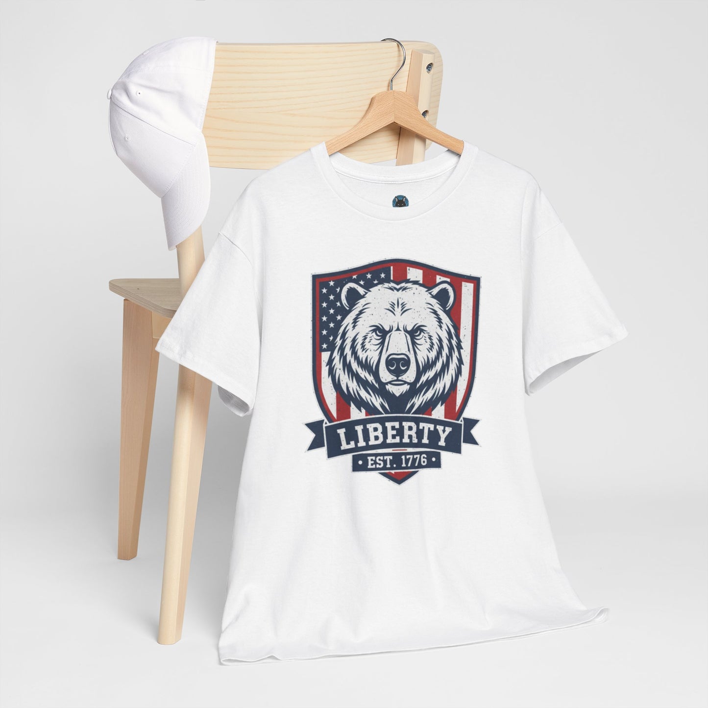 Patriotic Bear Shirt -  USA Flag Shield Tee - Liberty Est 1776 Top s- 4th of July Gift - American Animal Apparel