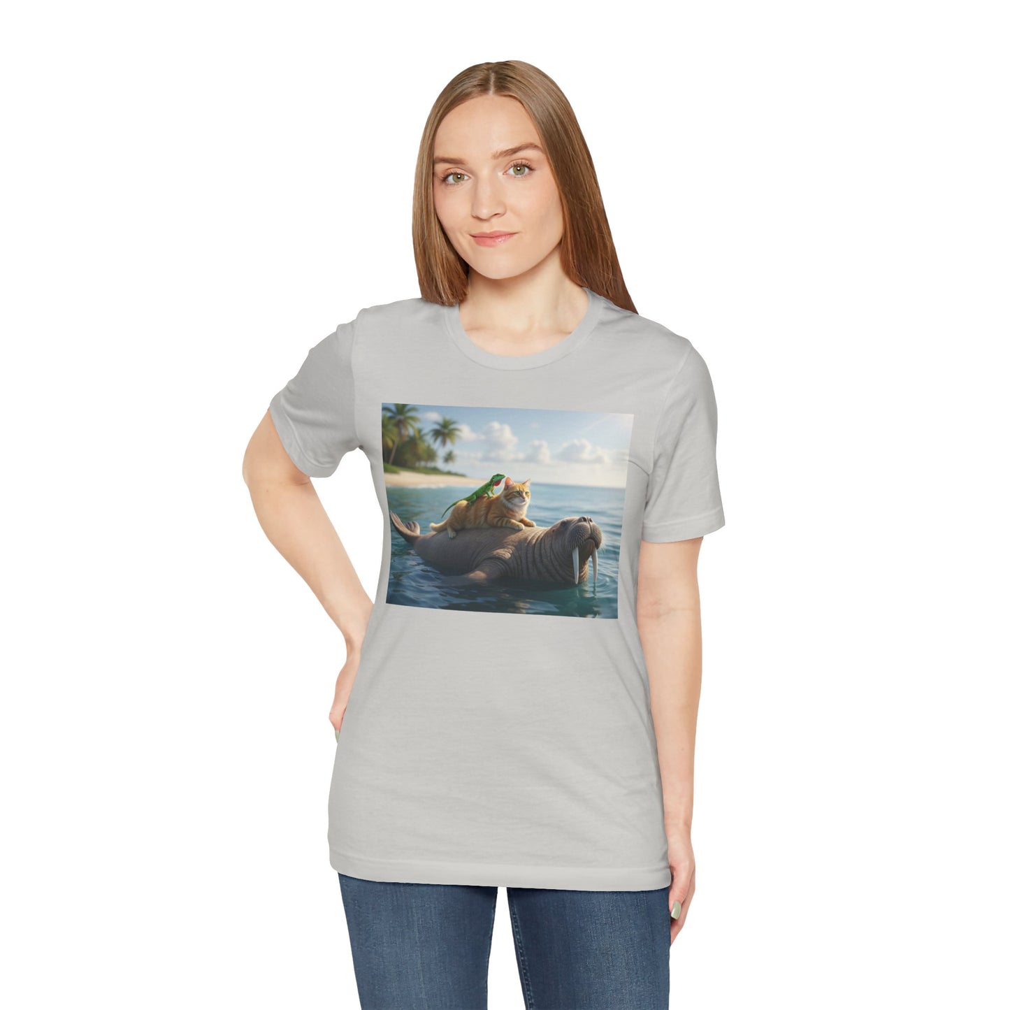 Ocean Friends Unisex T-Shirt - Walrus Cat Lizard Design