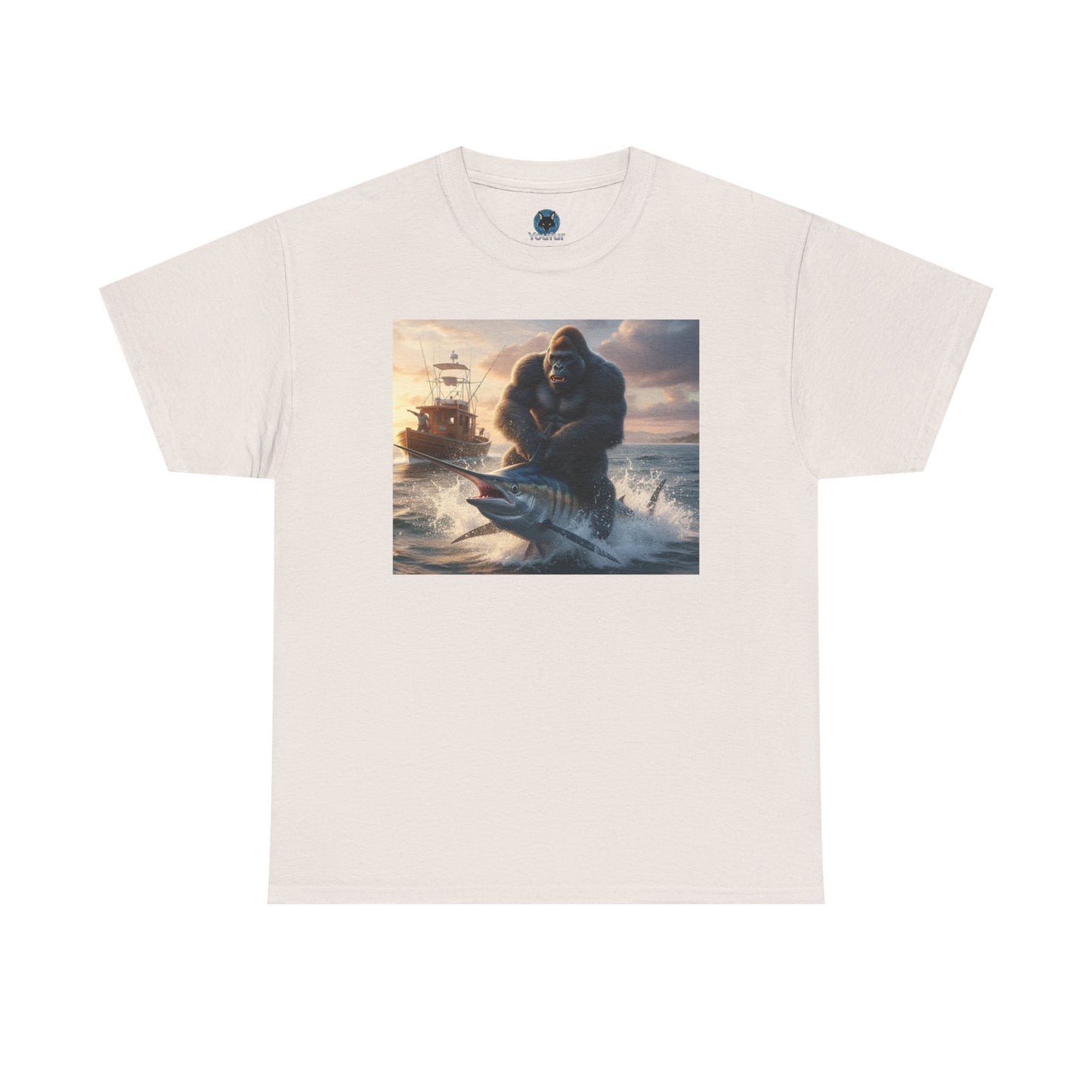 Gorilla riding a swordfish in the ocean design T-Shirt